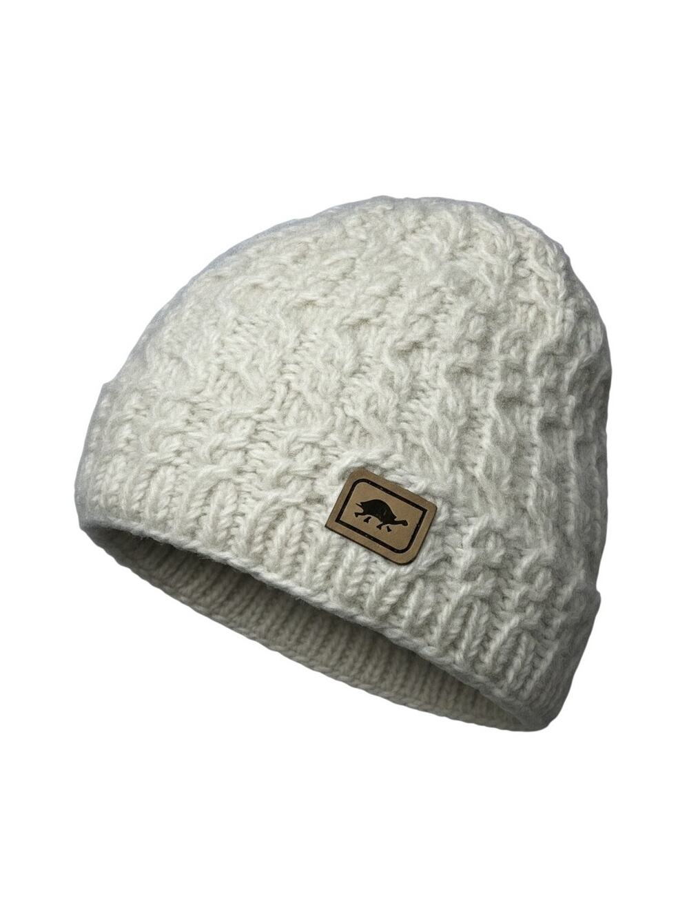 Turtle Fur Wool Cable Knit Beanie Hat Cream Fleece Lined Nepal